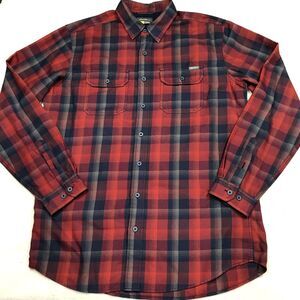 EDDIE BAUER AV Flannel Shirt Men Tall LT Red Blue Plaid Outdoor Hiking Grunge